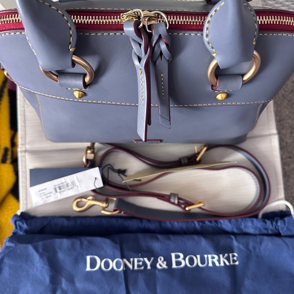 Dooney and Bourke Florentine Leather Cameron Satchel - Steel Blue - Picture 2 of 11